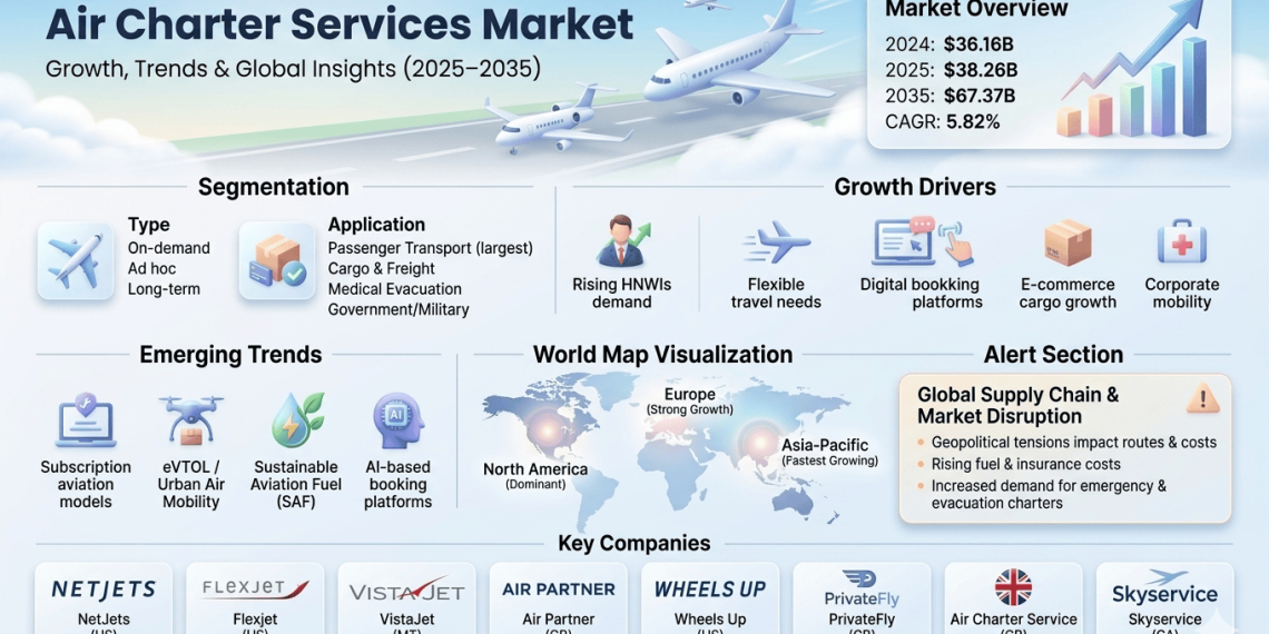 Air Charter Services Market to Reach USD 67.37 Billion by 2035, Growing at 5.82% CAGR Driven by Rising Demand for Personalized Travel