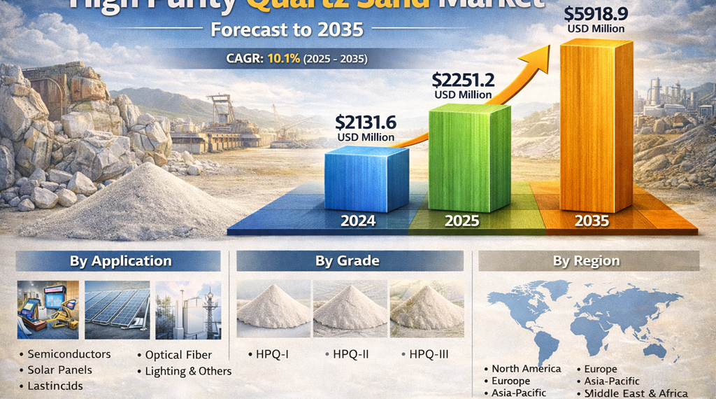 High Purity Quartz Sand Market Projected to Grow from 2,251.2 USD Million in 2025 to 5,918.9 USD Million by 2035