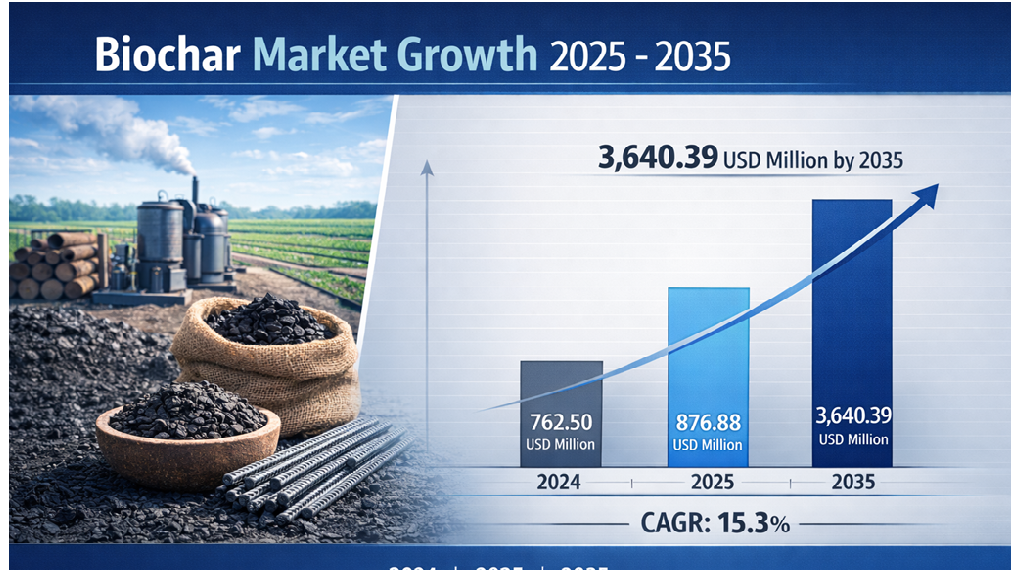 Biochar Market Projected to Grow from USD 876.88 million in 2025 to USD 3,640.39 million by 2035