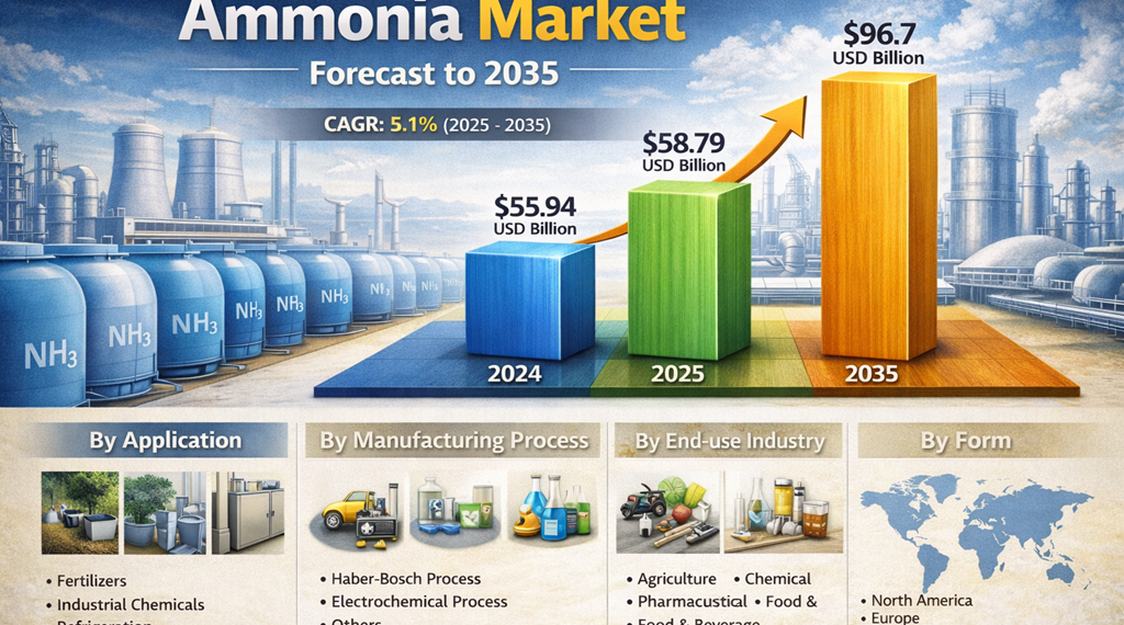 From Fields to Fuel Cells: How Ammonia Is Feeding the World and Powering the Clean Energy Revolution on Its Way to USD 96.7 Billion by 2035